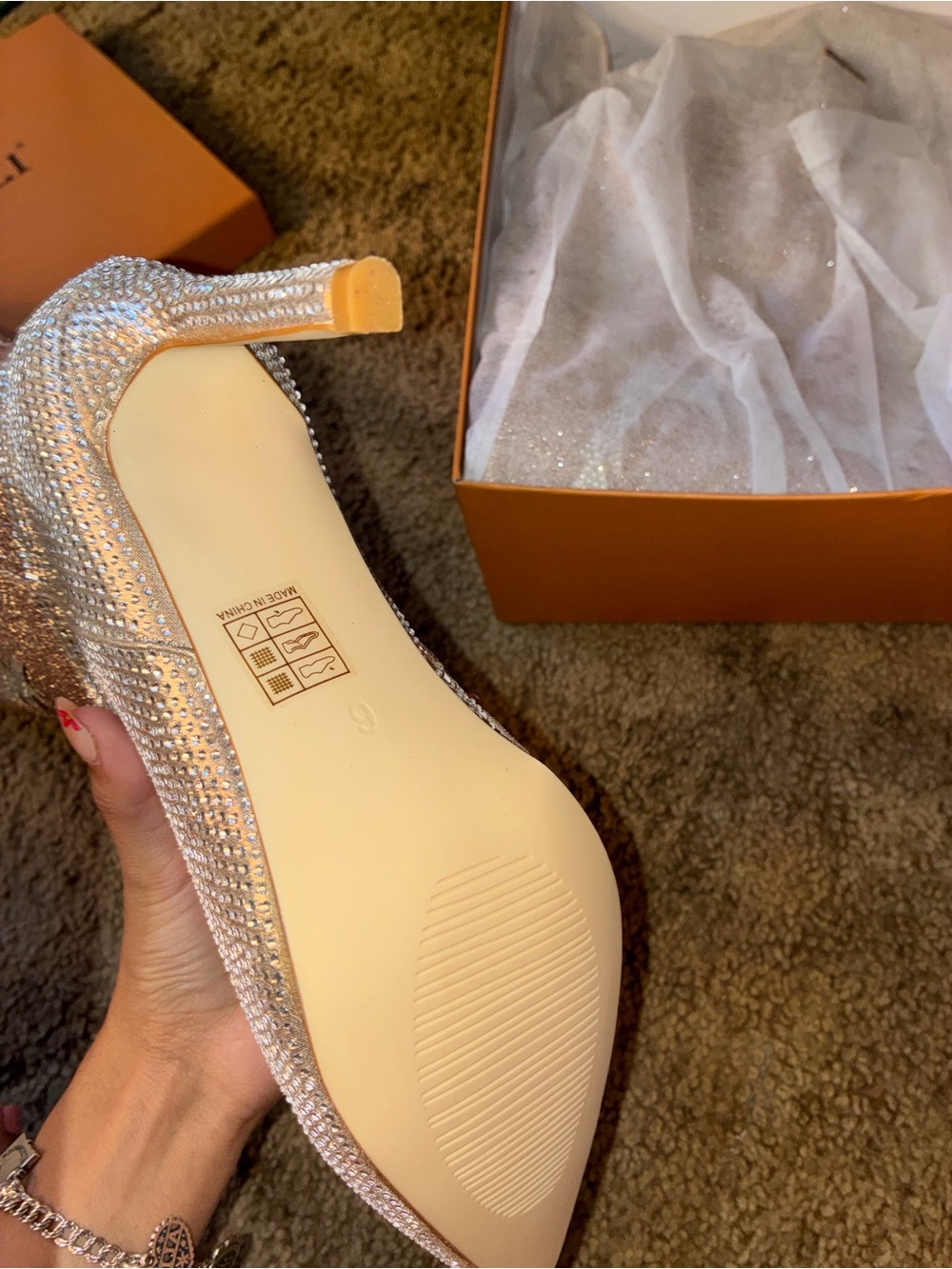 SHEIN Rose Gold Glitter Western Knee-High Stiletto Boots - Picture 2 of 2